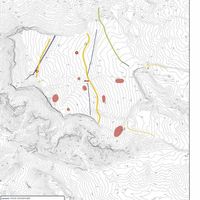 Fig 8. Topographical and archeological map of Strongoli’s Murgie site (Crotone). Compared to De La Genière and Sabbione’s old cartography. (Image by Author)