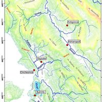 Fig. 2. Topographical Map of Chaonia Region with the main Rivers and Towns (Giorgi, Bogdani 2012)