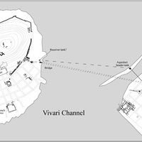 Fig. 9. Map of the acropolis of Bouthrotum and of the suburb of the Vrinë Plain during the 2nd century AD (Greenslade 2013).