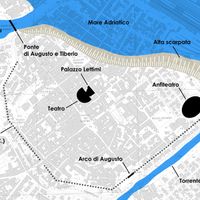 Fig. 1. Reconstruction of the ancient topography with pinpointing of the sites studied in the years 2017-18.