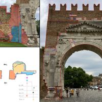 Fig. 10. Arch of Augustus. Stratigraphic annotations recorded in the field using a PC tablet.