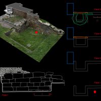 Fig. 11. Arch of Augustus (external facade, northeastern sector). Figure that illustrates the results of the investigation (developed by A. Fiorini, with the collaboration of Francesco Fontani).