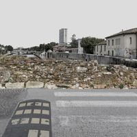 Fig. 19. Bridge of Augustus and Tiberius. The remains of the tower entrance (city side).