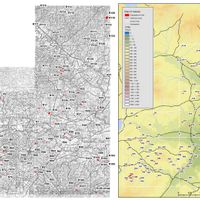 Fig. 5. Sicily, Plain of Catania: archaeological map of the western edges of the area (cartographic bases: IGM F. 269 I S.O. Sferro; F. 269 II N.O. Monte Turcisi; F. 269 II S.O. La Callura; F. 269 III N.E. Castel di Iudica, southern sector; F. 269 III S.E., Ramacca).