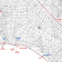Fig. 6. Settlements and infrastructures in Roman and pre Roman times (rendering L. Ebanista, base IGM 1:25.0000, serie 25/V)