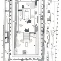 Fig. 3. Sanctuary of Apollo: archaeological excavations by Maiuri (1931-1932 and 1942-1943) and trench for the modern lighting installation (1980) (from De Caro 1986).