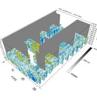 Fig. 9. Three-dimensional dataset of radar profiles and slice-maps of the temenos.