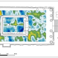Fig. 14. GPR survey in the podium. Time-slices relative to depths between 0.40 and 0.70 m.