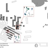 Fig. 5. Detected sites in the 5 field-campaigns (2009-2018) performed since now. In the bigger panes, the geomorphological windows in the area of Zagonara (pane A) and Bagnacavallo (pane B).