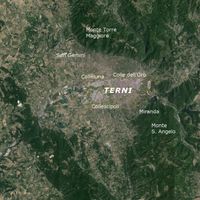 Fig. 2. Satellite image of the ares highlighting the mountain and hill ranges
