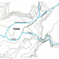 Fig. 4. Ancient hydrographic layout (reworked version of Fazzini, Maffei 2006).