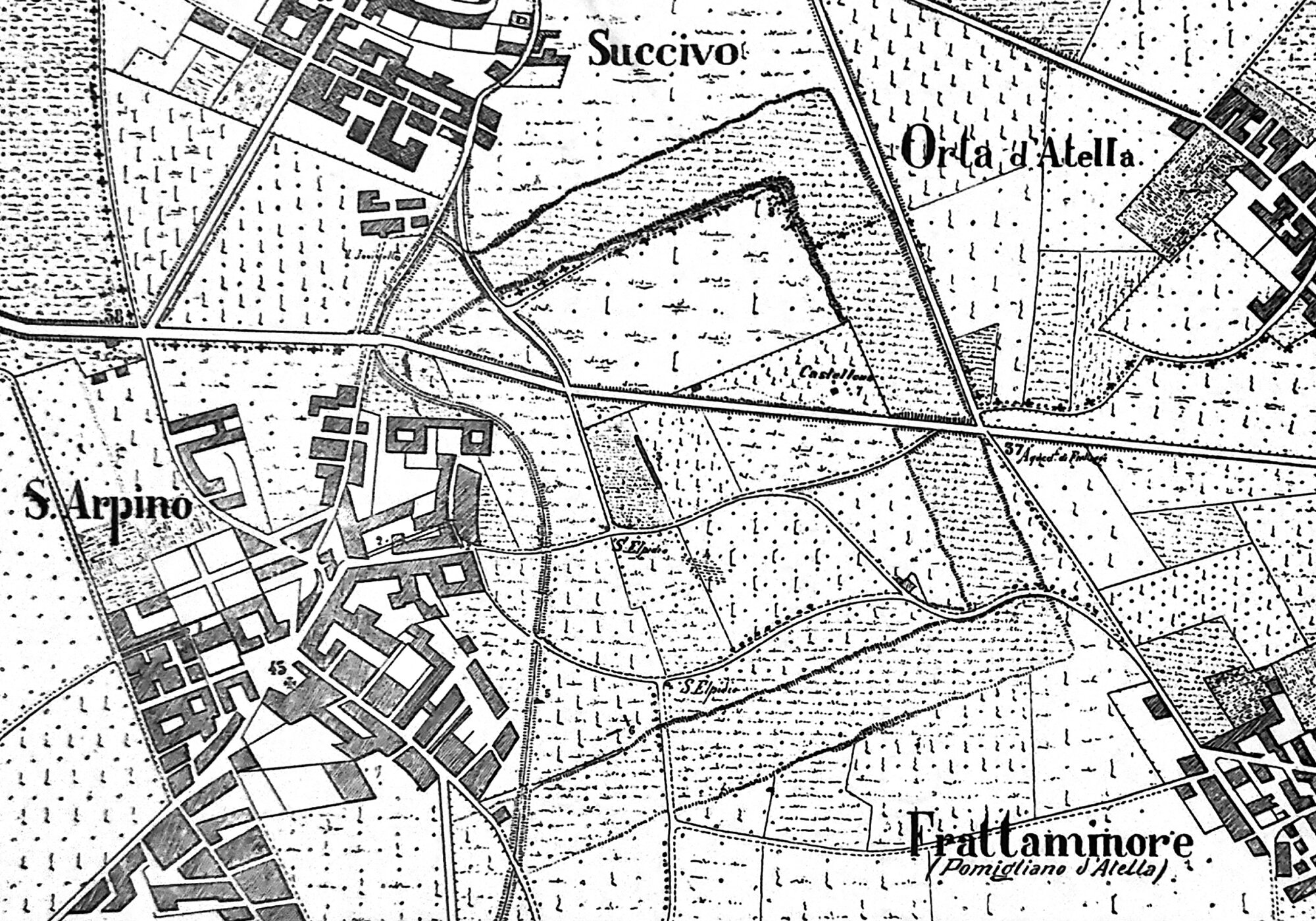 Figure 5 - Archaeological plan of Atella proposed by Castaldi (1908).