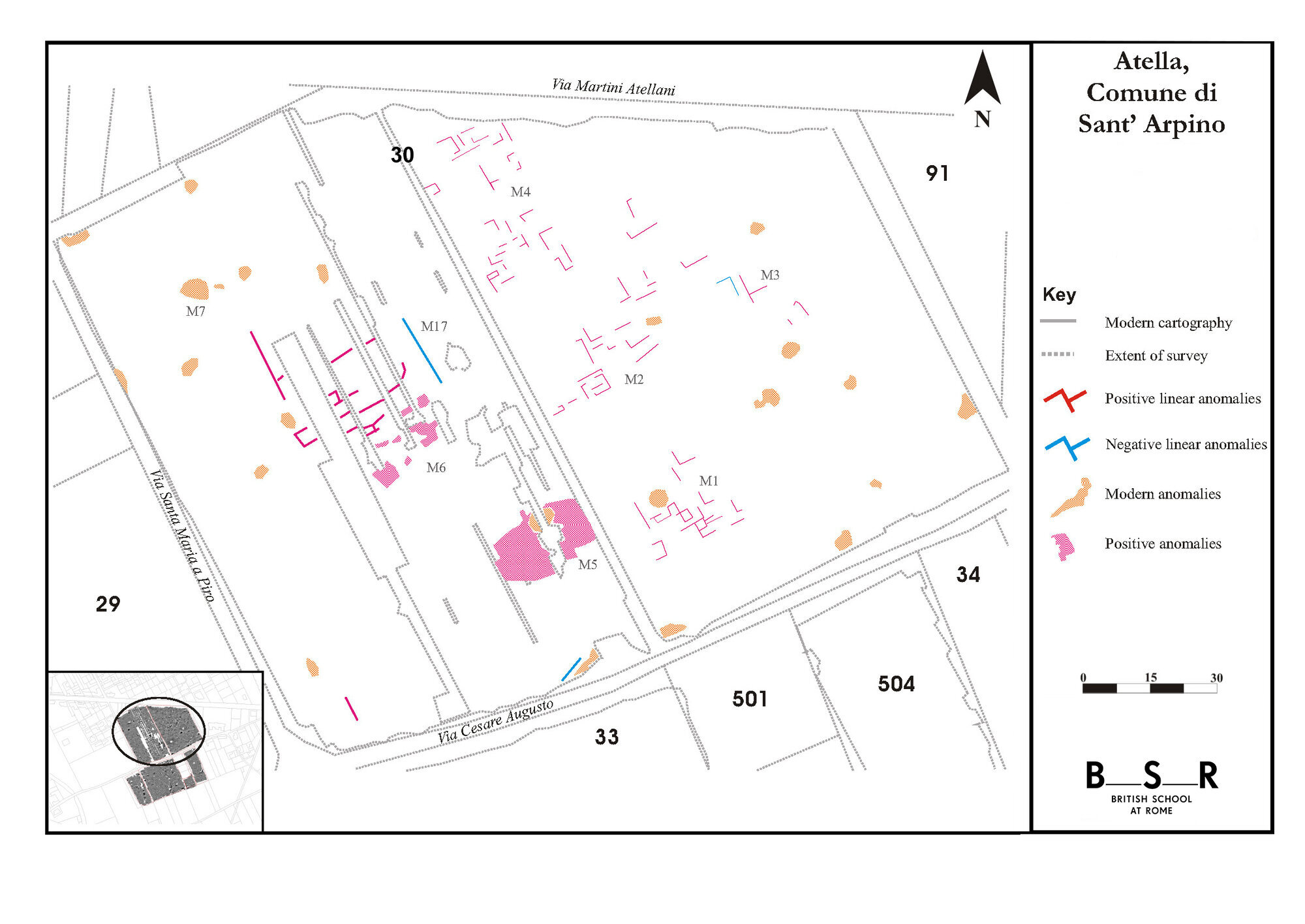 Figure 11 - Interpretation of northern area of magnetometry data (S. Kay).