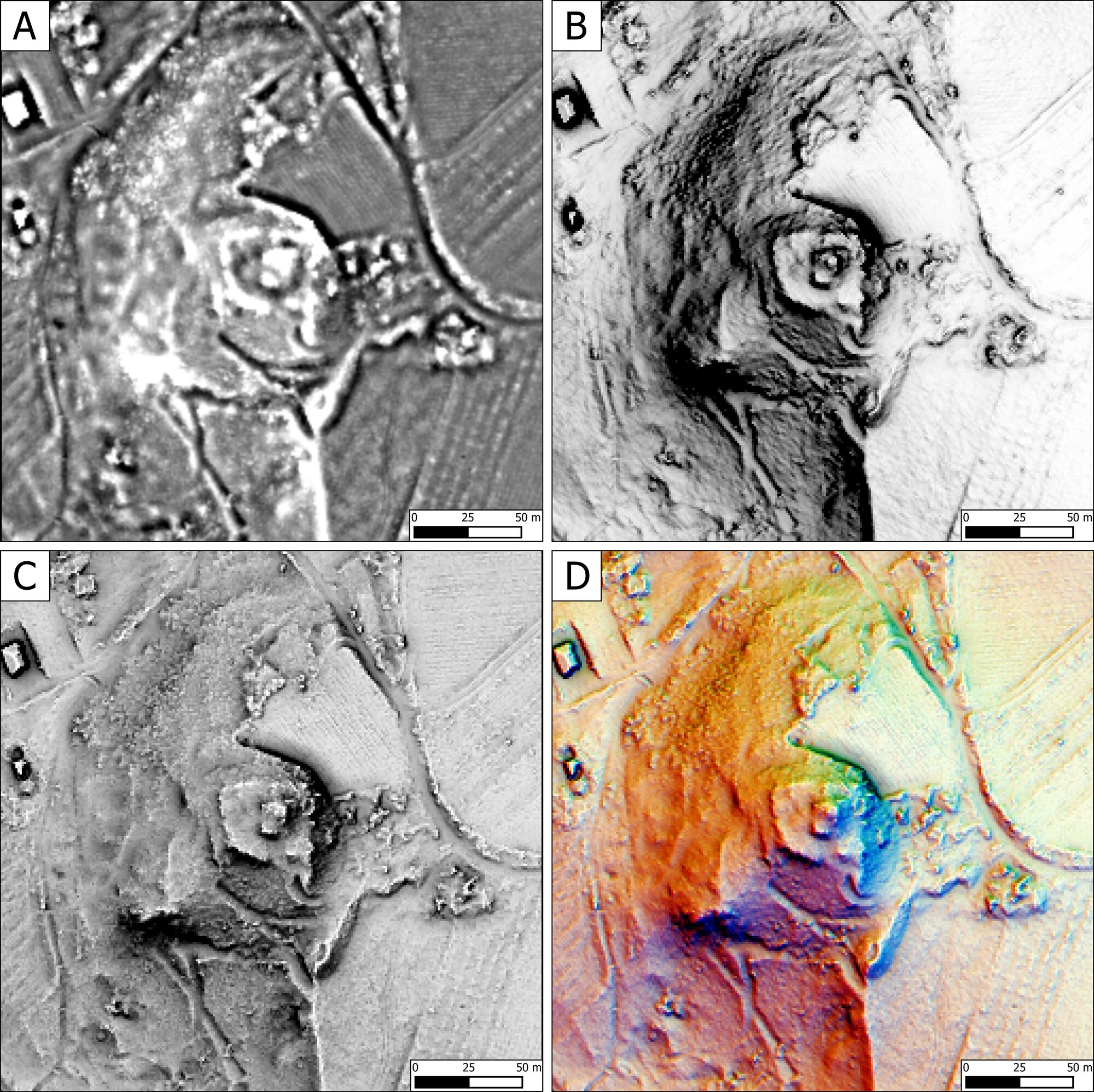 Figure 5 - A. LD processed in RVT; B. SIM processed in RVT; C. VAT with HS as firs layer; D. VAT with Multi-HS as
firs layer.
