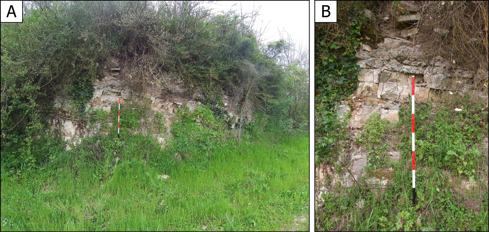 Figure 10 - A. Northern side of the hill; B. Detail of northern side of the hill.