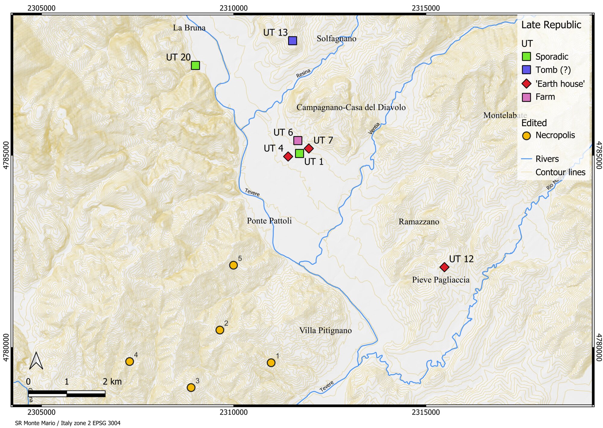 Figure 6 - Hellenistic-Late Republic evidence mentioned in the text and the survey data (the 3rd/2nd
centuries BC - first half of the 1st century BC).