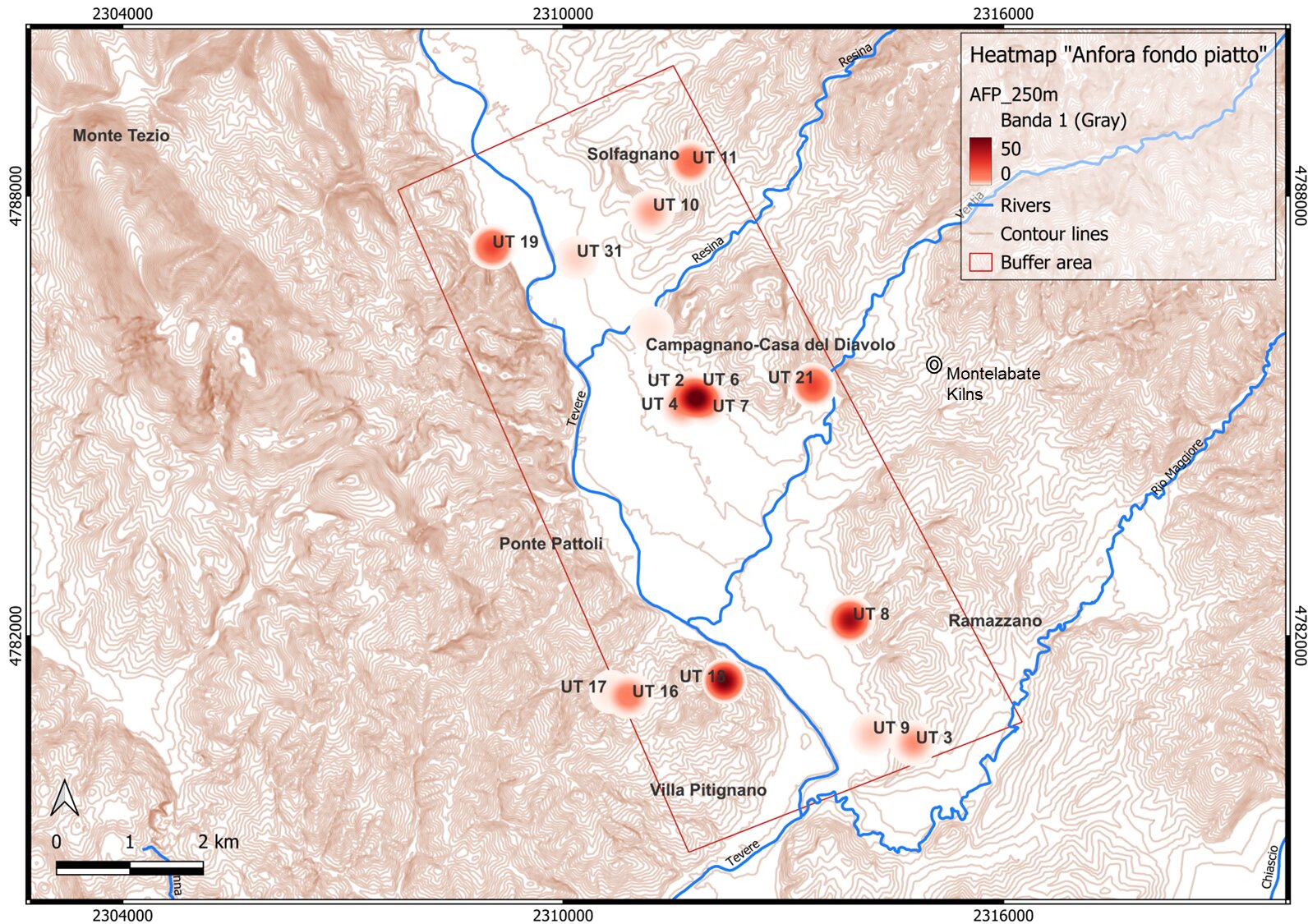 Figure 12 - Heatmap of “fondopiatto” amphorae from Imperial period.