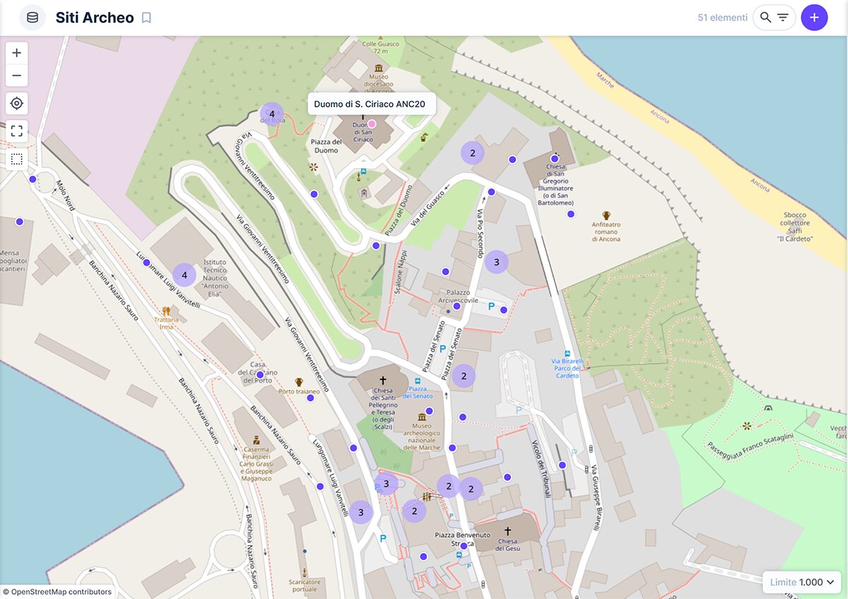 Figure 3 - Management and visualization of geospatial data through an interactive point map interface in the
Directus administration area.