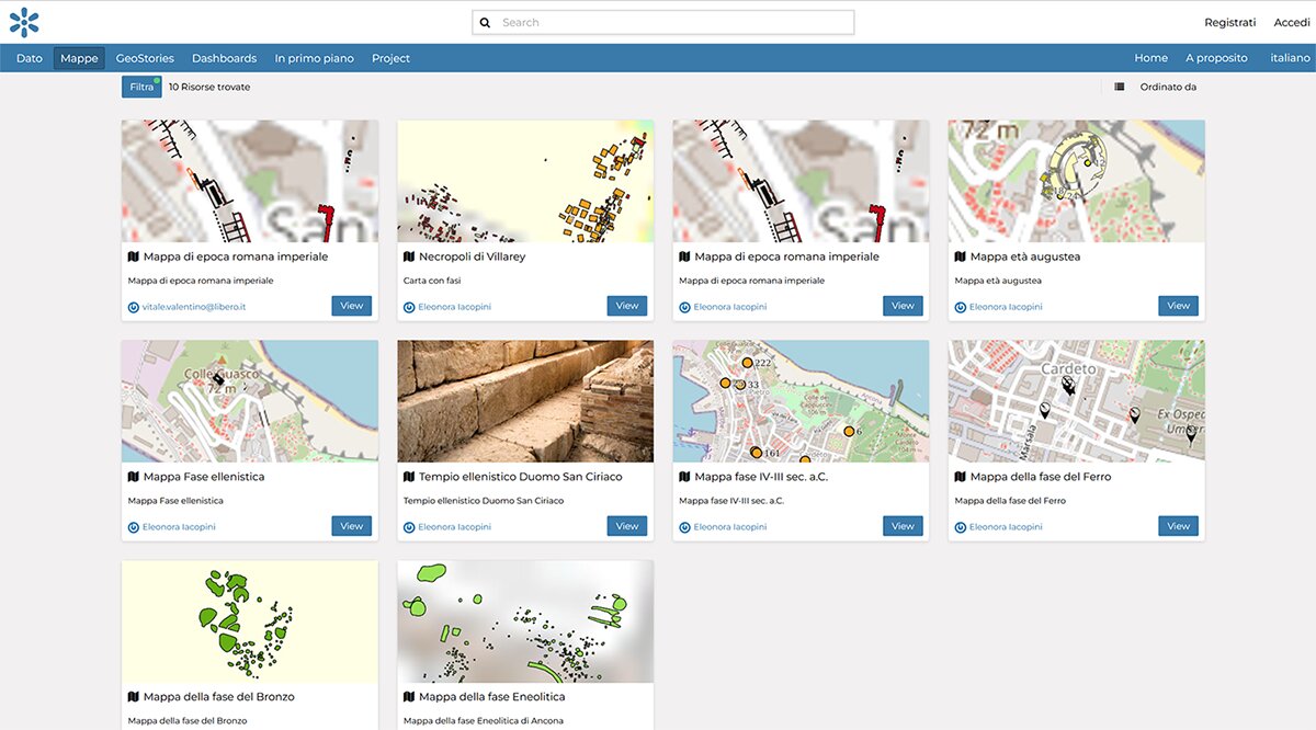 Figure 5 - Interface of the archaeological map of Ancona in the Geonode platform